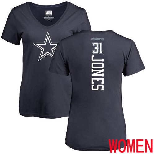 Women Dallas Cowboys Navy Blue Byron Jones Backer #31 Nike NFL T Shirt